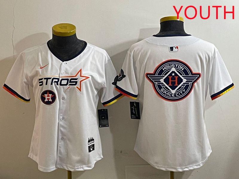 Youth Houston Astros Blank White three generations Joint Name Nike 2025 MLB Jersey style 30->youth mlb jersey->Youth Jersey